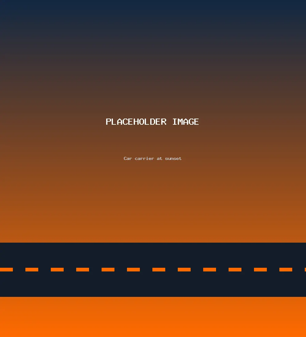 Placeholder: auto transport carrier at sunset
